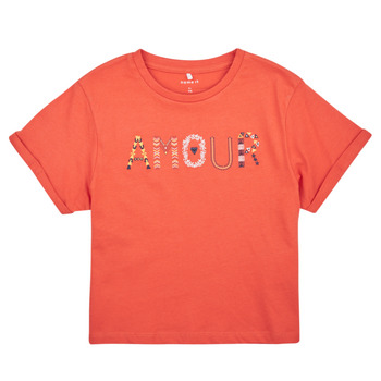 tekstylia Dziewczynka T-shirty z krótkim rękawem Name it NKFTMORINA SS LOOSE TOP PS Różowy