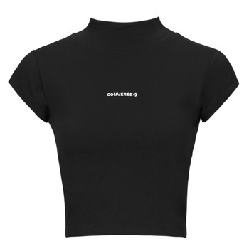 tekstylia Damskie T-shirty z krótkim rękawem Converse WORDMARK TOP BLACK Czarny