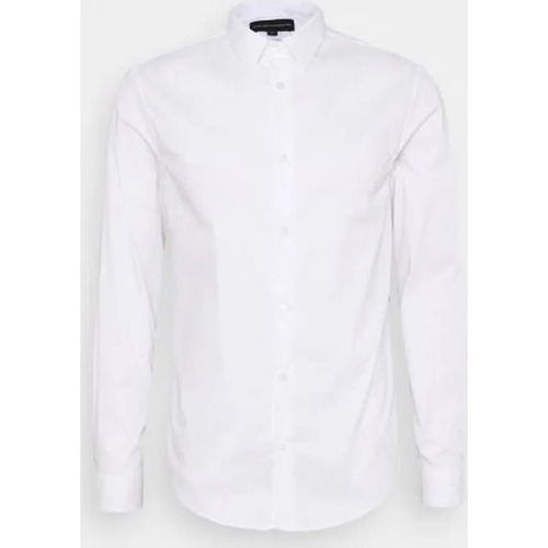 tekstylia Męskie Koszule z długim rękawem Emporio Armani  Biały