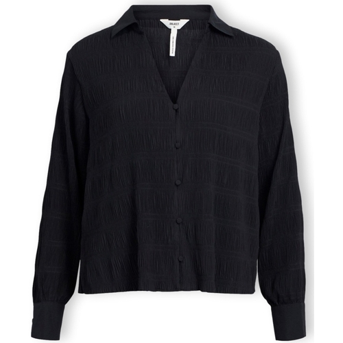 tekstylia Damskie Topy / Bluzki Object Stina Shirt L/S  - Black Czarny
