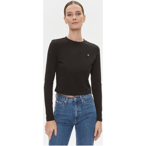 tekstylia Damskie T-shirty z długim rękawem Calvin Klein Jeans J20J222884 Czarny
