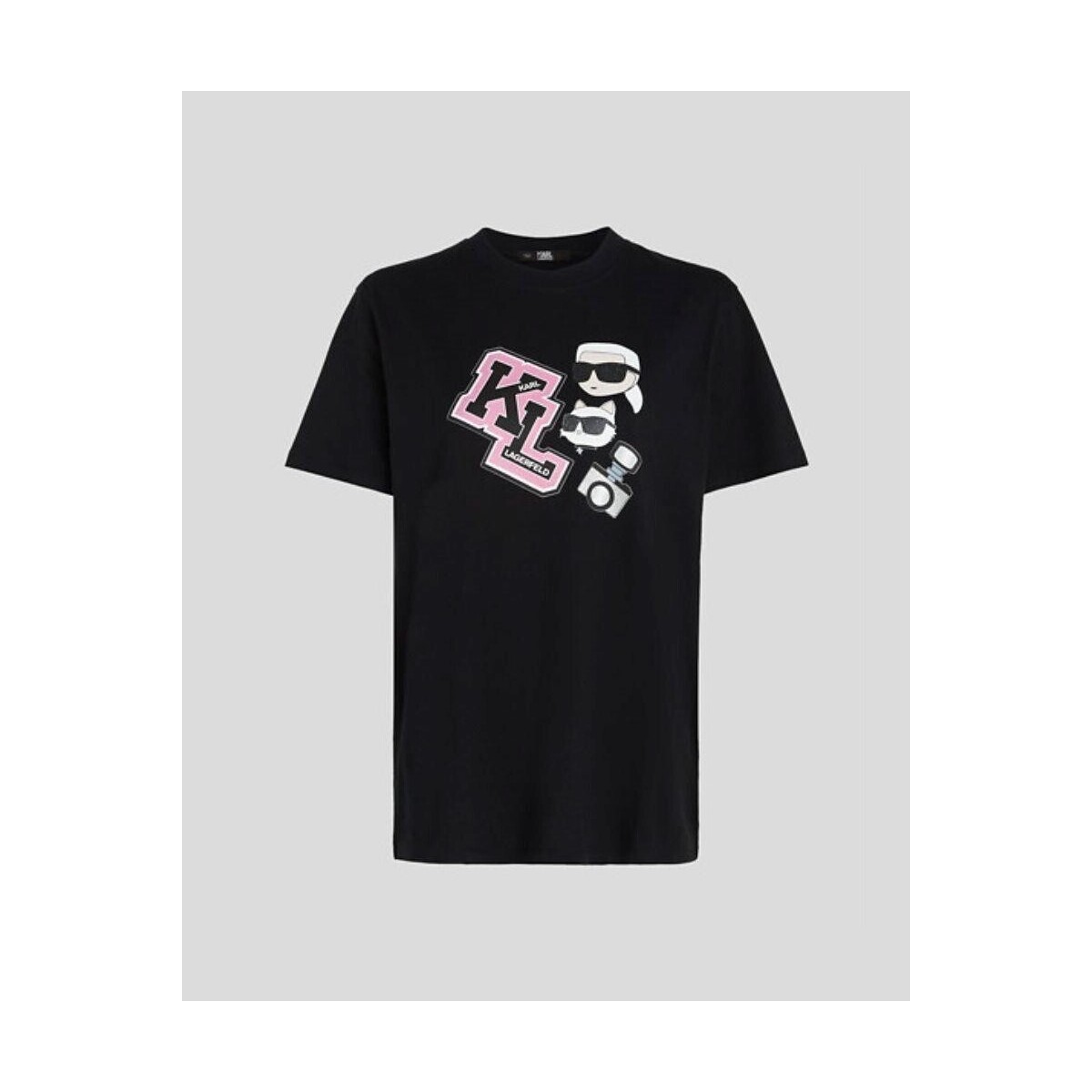 tekstylia Damskie T-shirty i Koszulki polo Karl Lagerfeld 240W1727 OVERSIZED IKONIK VARSITY TEE Czarny