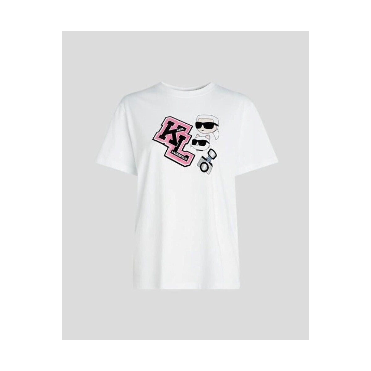 tekstylia Damskie T-shirty i Koszulki polo Karl Lagerfeld 240W1727 OVERSIZED IKONIK VARSITY TEE Biały