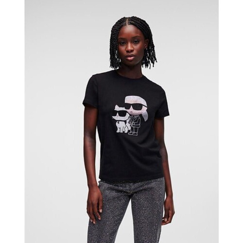 tekstylia Damskie T-shirty i Koszulki polo Karl Lagerfeld 230W1772 IKONIK 2 0 Czarny