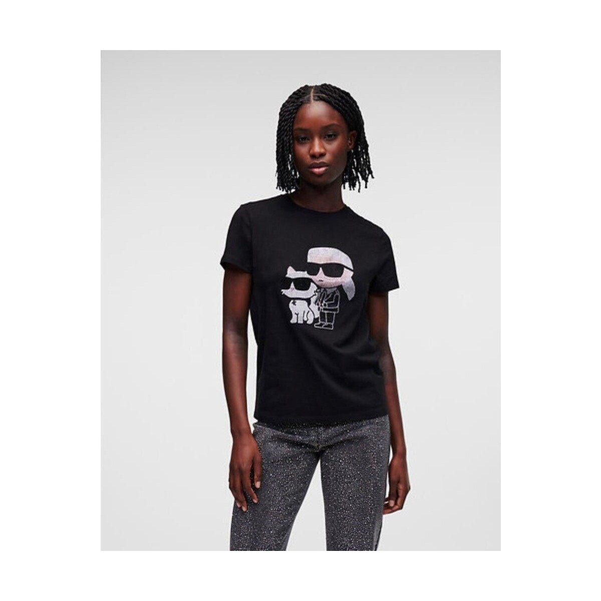 tekstylia Damskie T-shirty i Koszulki polo Karl Lagerfeld 230W1772 IKONIK 2 0 Czarny