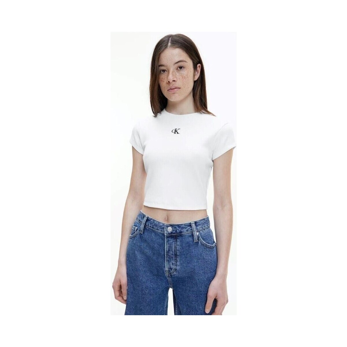 tekstylia Damskie T-shirty z krótkim rękawem Calvin Klein Jeans J20J218337YAF Biały