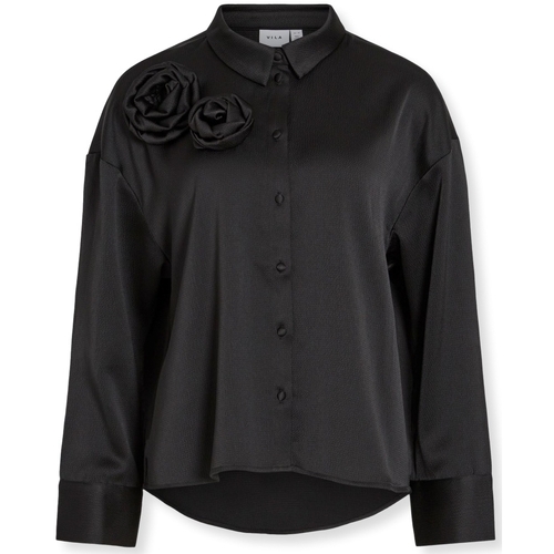 tekstylia Damskie Topy / Bluzki Vila Medina Rose Shirt L/S - Black Czarny
