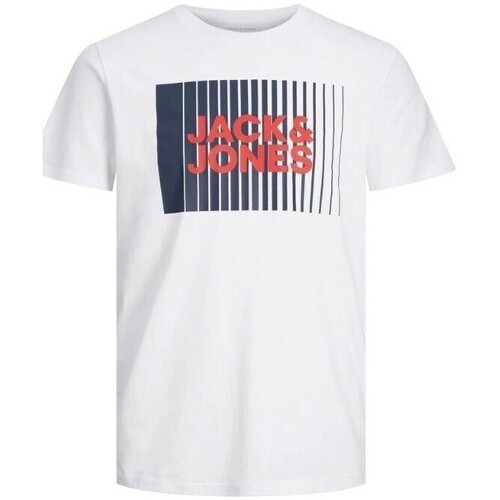 tekstylia Męskie T-shirty z krótkim rękawem Jack & Jones 12233999 ECORP LOGO TEE PLAY SS O NECK Biały