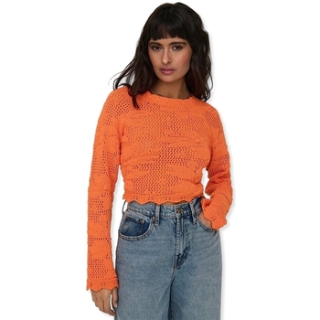 tekstylia Damskie Swetry Only Cille Life Knit L/S - Tangerine Pomarańczowy