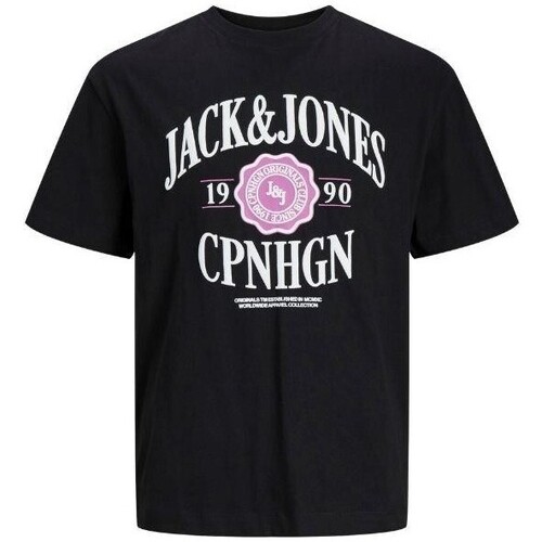 tekstylia Męskie T-shirty z krótkim rękawem Jack & Jones 12251899 JORLUCCA Czarny
