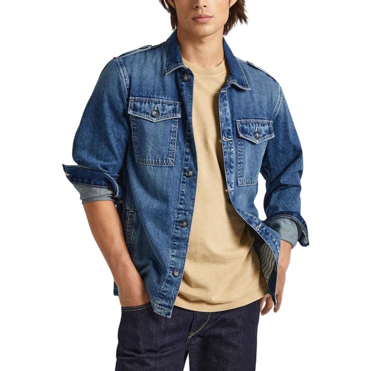 tekstylia Męskie Koszule z długim rękawem Pepe jeans  Niebieski
