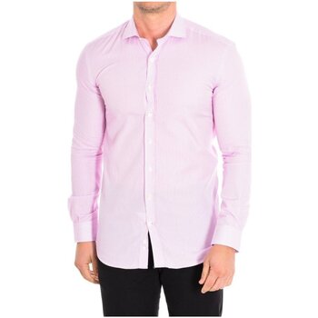 tekstylia Męskie Koszule z długim rękawem Cafe' Coton BAR6-SLIM-33LS Różowy