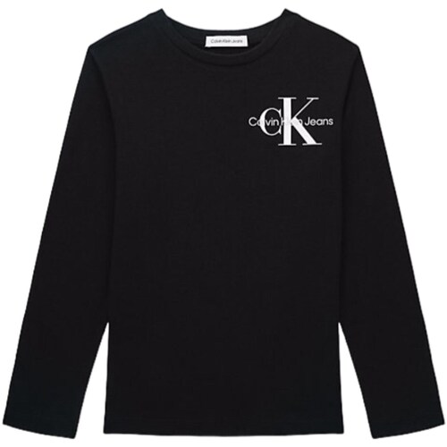 tekstylia Chłopiec T-shirty z długim rękawem Calvin Klein Jeans IB0IB01457 Czarny