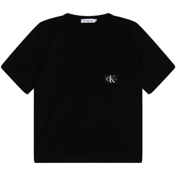 tekstylia Chłopiec T-shirty z długim rękawem Calvin Klein Jeans IB0IB01978 Czarny