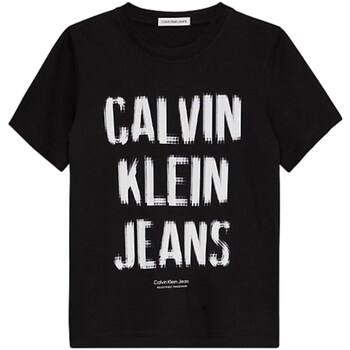 tekstylia Chłopiec T-shirty z długim rękawem Calvin Klein Jeans IB0IB01974 Czarny