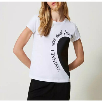 tekstylia Damskie T-shirty i Koszulki polo Twin Set T-SHIRT CON STAMPA A CUORE Art. 241TP2701 