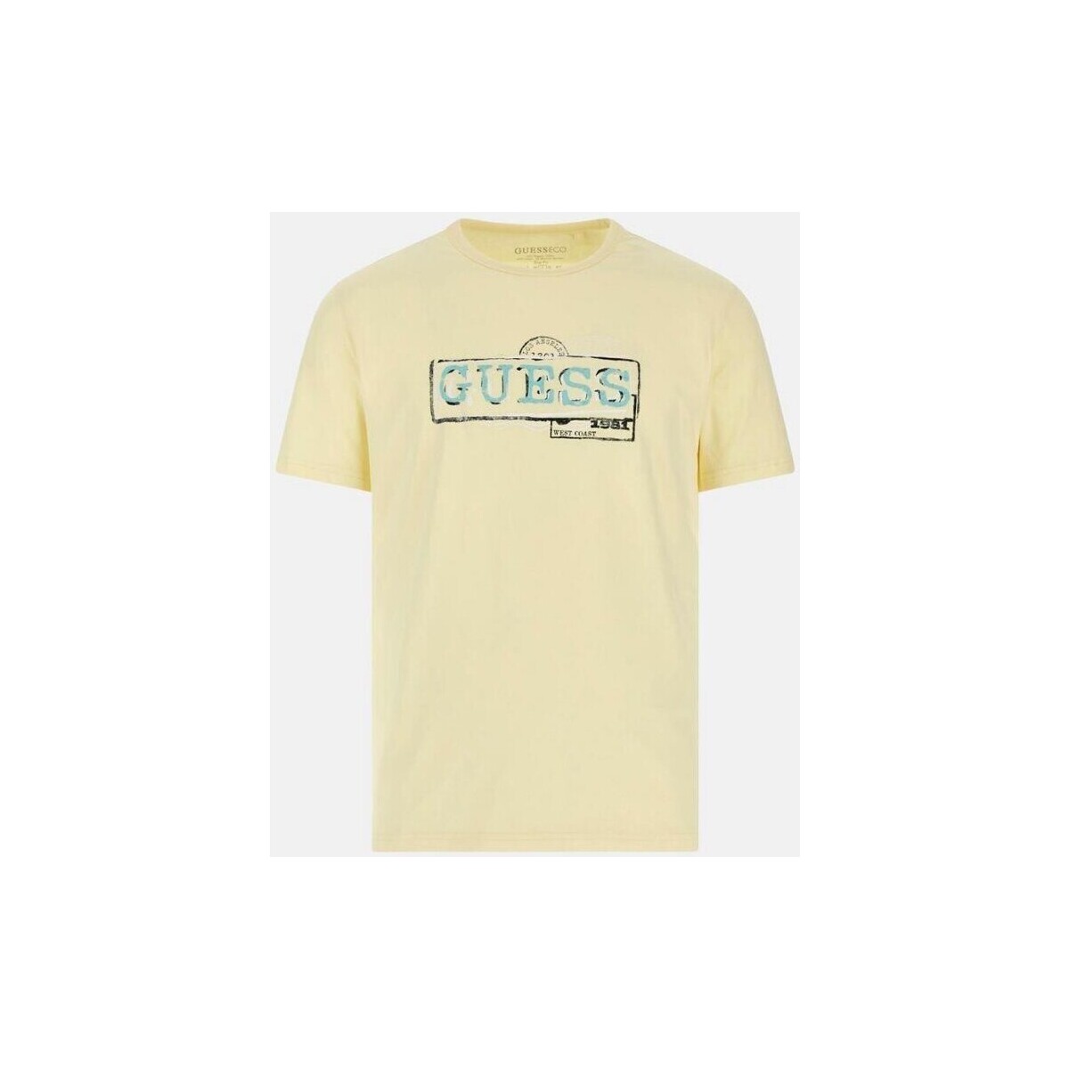 tekstylia Męskie T-shirty z krótkim rękawem Guess M4GI26 J1314 Żółty
