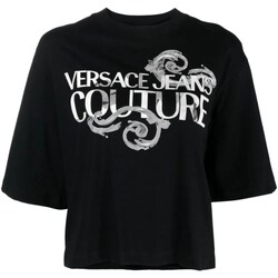 tekstylia Damskie Koszulki polo z długim rękawem Versace Jeans Couture 76HAHG01-CJ00G Czarny