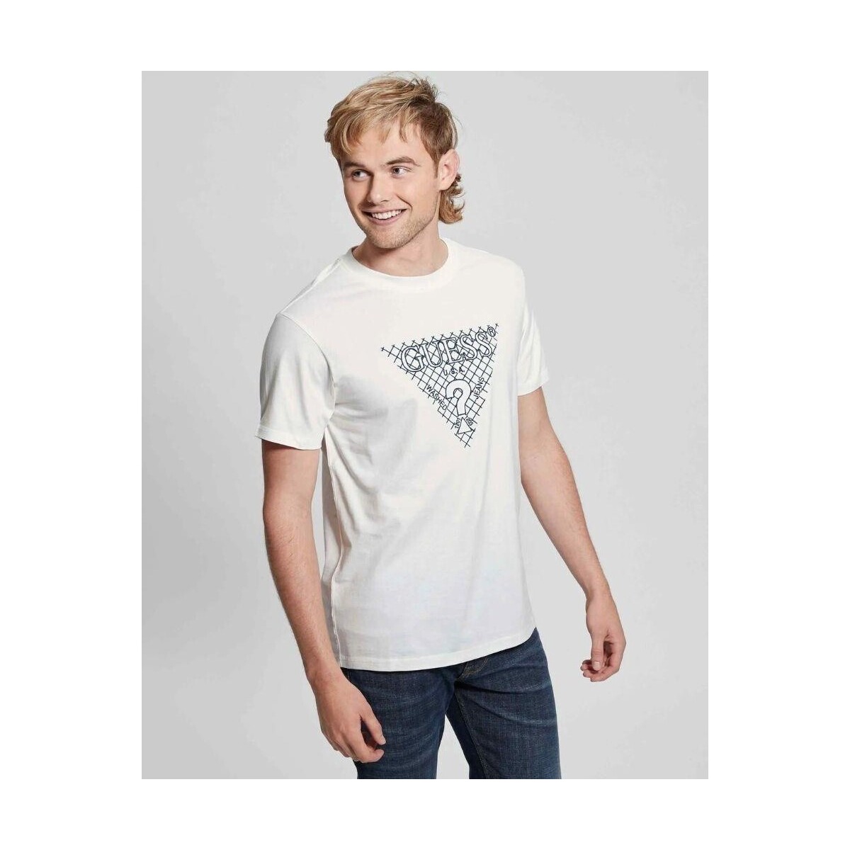 tekstylia Męskie T-shirty z krótkim rękawem Guess M4RI27K8FQ4 Biały