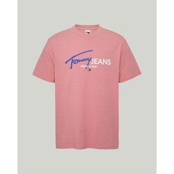 tekstylia Męskie T-shirty z krótkim rękawem Tommy Hilfiger DM0DM18572TIC Różowy