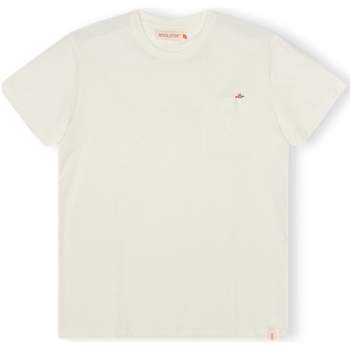 tekstylia Męskie T-shirty i Koszulki polo Revolution T-Shirt Regular 1341 BOR - Off-White Biały