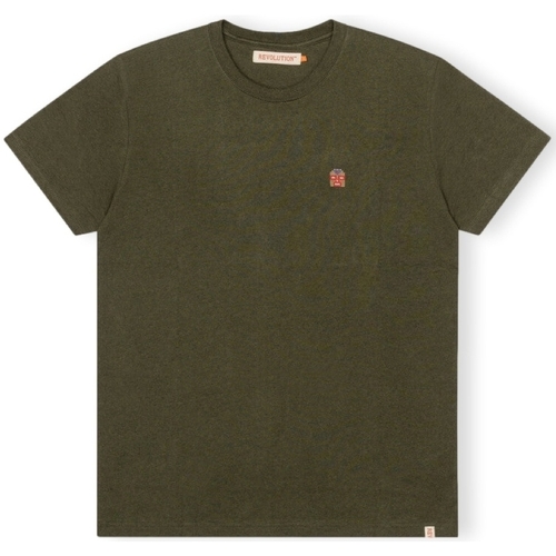tekstylia Męskie T-shirty i Koszulki polo Revolution T-Shirt Regular 1340 WES - Army/Melange Zielony