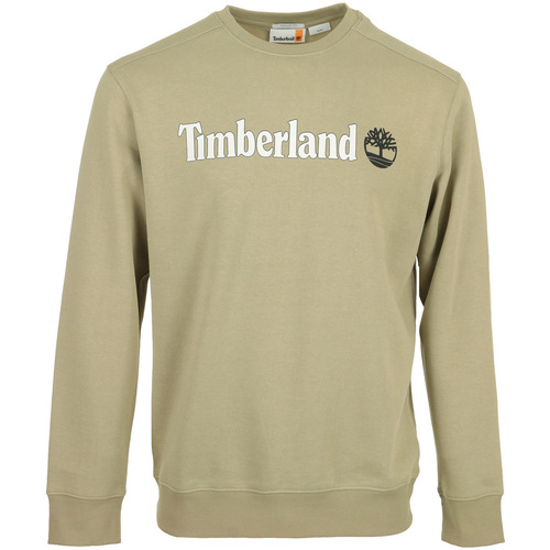 tekstylia Męskie Swetry Timberland Linear Logo Crew Neck Beżowy
