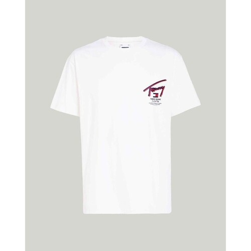 tekstylia Męskie T-shirty z krótkim rękawem Tommy Hilfiger DM0DM18574YBH Biały