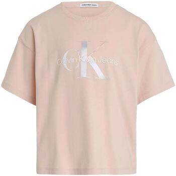 tekstylia Dziewczynka T-shirty z krótkim rękawem Calvin Klein Jeans  Różowy