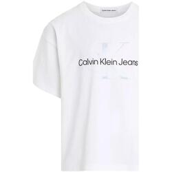 tekstylia Dziewczynka T-shirty z krótkim rękawem Calvin Klein Jeans  Biały