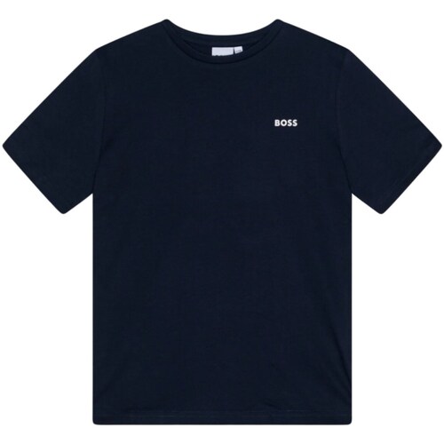 tekstylia Chłopiec T-shirty z długim rękawem BOSS J25P23 Niebieski