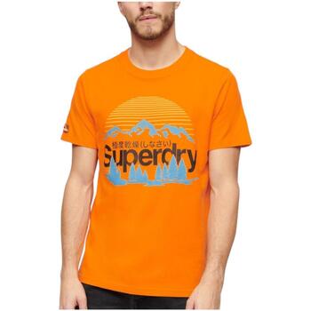 tekstylia Męskie T-shirty z krótkim rękawem Superdry  Pomarańczowy