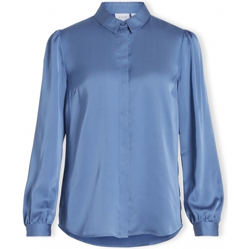 tekstylia Damskie Topy / Bluzki Vila Noos Shirt Ellette Satin - Coronet Blue Niebieski