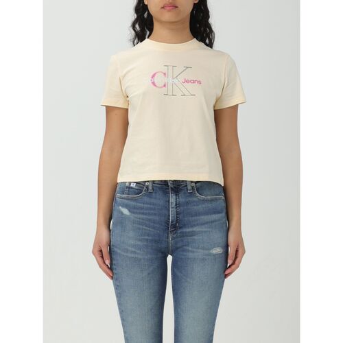 tekstylia Damskie T-shirty i Koszulki polo Calvin Klein Jeans J20J222639 ZCY Beżowy