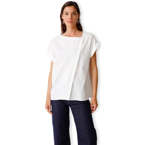 tekstylia Damskie Topy / Bluzki Skfk Anais Shirt - White Biały