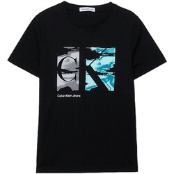 tekstylia Chłopiec T-shirty z długim rękawem Calvin Klein Jeans IB0IB02026 Czarny