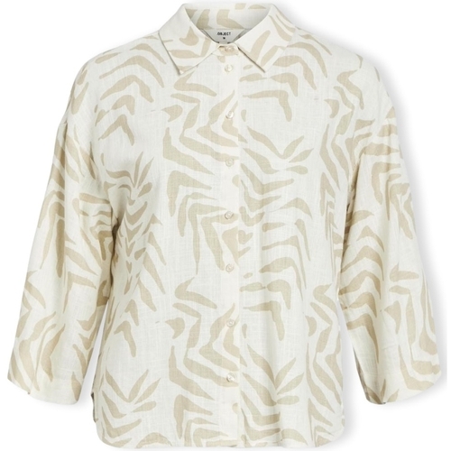 tekstylia Damskie Topy / Bluzki Object Emira Shirt L/S - Sandshell/Natural Beżowy