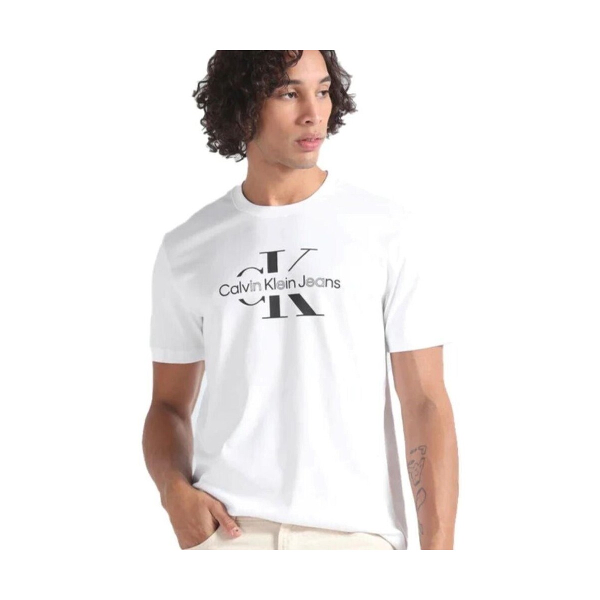 tekstylia Męskie T-shirty z krótkim rękawem Calvin Klein Jeans J30J325190YAF Biały