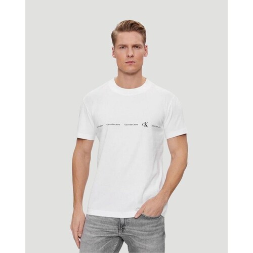 tekstylia Męskie T-shirty z krótkim rękawem Calvin Klein Jeans J30J324668 Biały