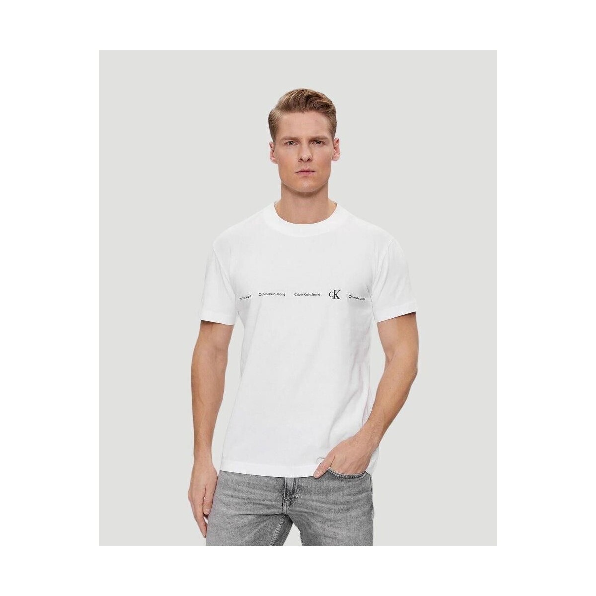 tekstylia Męskie T-shirty z krótkim rękawem Calvin Klein Jeans J30J324668YAF Biały