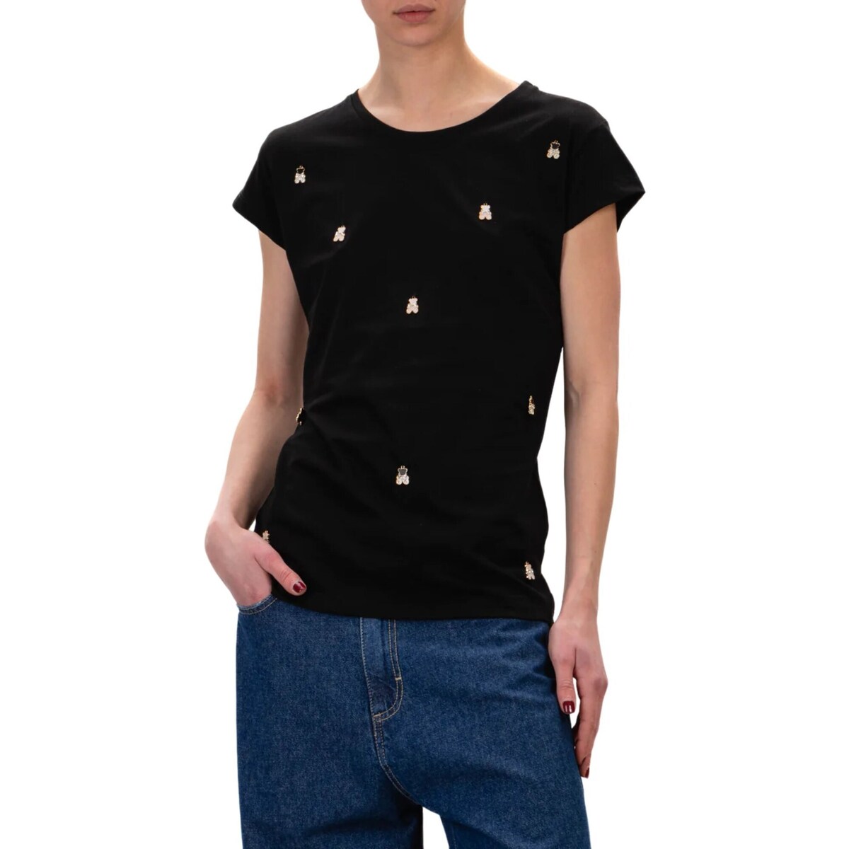 tekstylia Damskie Koszulki polo z długim rękawem Vicolo RB0180 Czarny