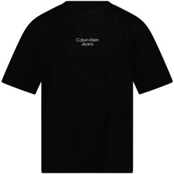 tekstylia Chłopiec T-shirty z długim rękawem Calvin Klein Jeans IB0IB02034 Czarny