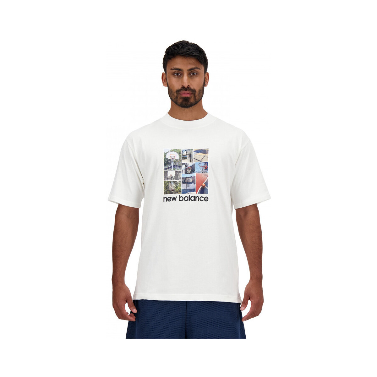 tekstylia Męskie T-shirty i Koszulki polo New Balance Hoops graphic t-shirt Biały