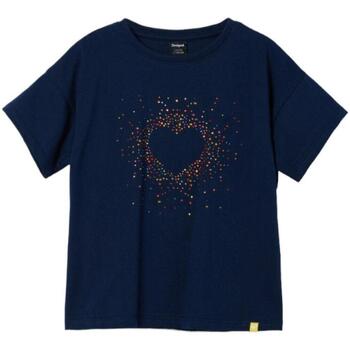 tekstylia Dziewczynka T-shirty z krótkim rękawem Desigual  Niebieski
