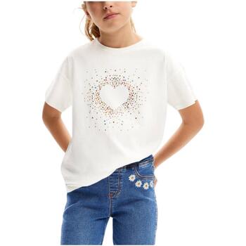 tekstylia Dziewczynka T-shirty z krótkim rękawem Desigual  Biały