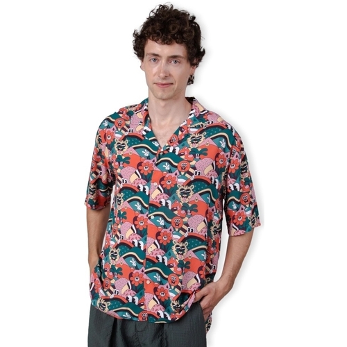 tekstylia Męskie Koszule z długim rękawem Brava Fabrics Yeye Weller Aloha Shirt - Red Wielokolorowy