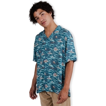 tekstylia Męskie Koszule z długim rękawem Brava Fabrics Peanuts Coast Aloha Shirt - Blue Niebieski