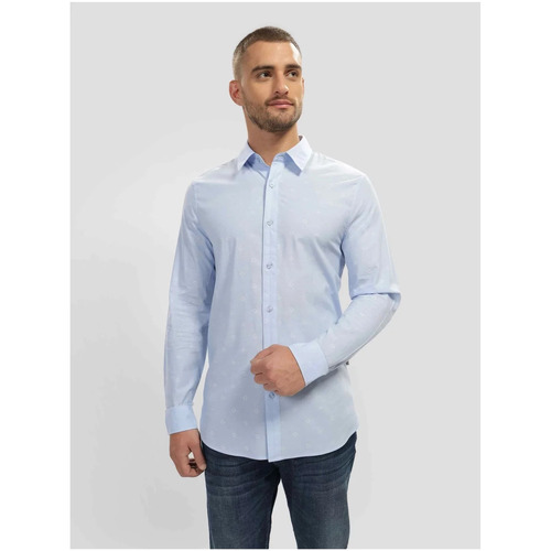 tekstylia Męskie Koszule z długim rękawem Guess M4RH55 WFXX0 Niebieski