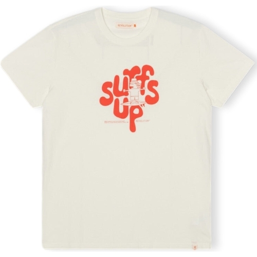tekstylia Męskie T-shirty i Koszulki polo Revolution T-Shirt Regular 1344 SUF - Off White Pomarańczowy