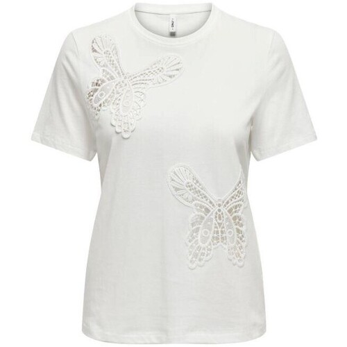 tekstylia Damskie T-shirty i Koszulki polo Only 15315344 FLY Biały
